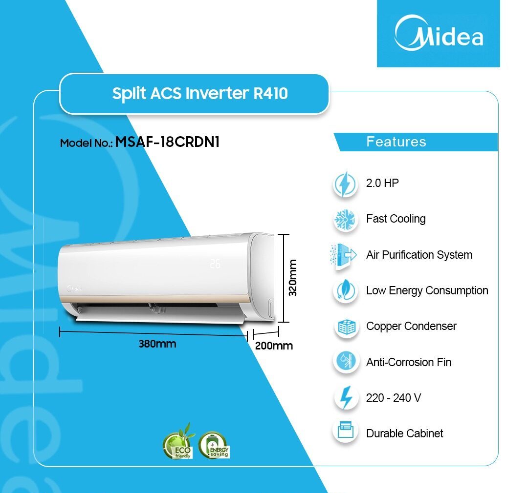 Midea 2.0HP Inverter Split Air Conditioner (R410) (MSAF-18CRDN1) - view 2
