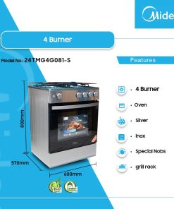 Midea 4 Burner Gas Cooker (24TMG4G081-S) - view 2