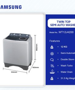 Samsung 12kg Twin Tub Semi-Automatic Washing Machine (WT12J4200) - view 2
