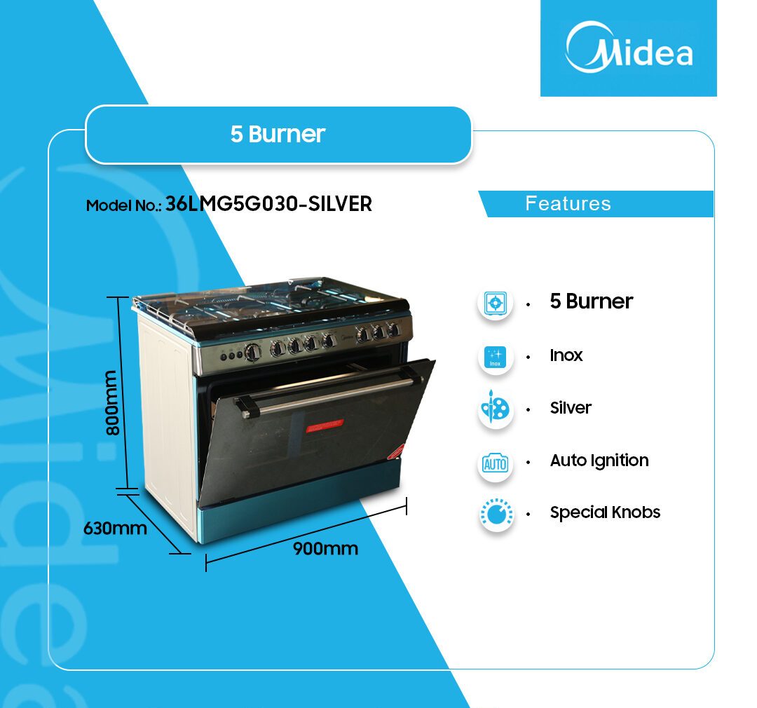 Midea 5 Burner Gas Cooker (36LMG5G030) - view 2