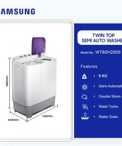 Samsung 6kg Twin Tub Semi-Automatic Washing Machine (WT60H2500) - view 2