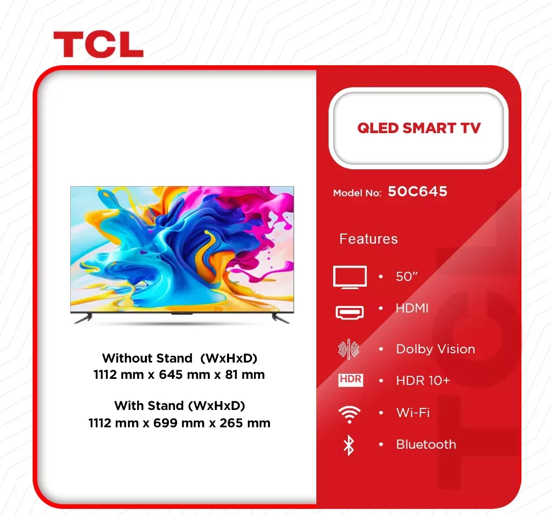 TCL 50" QLED 4K Smart Android TV (50C645) - view 2