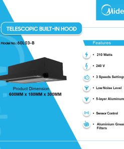 Midea 60cm Cooker Hood - Black (60L03-B) - view 2