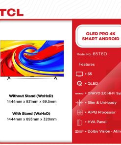 TCL 65" QLED Pro 4K Smart Android TV (65T6D) - view 2