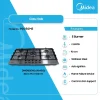 Midea 5 Burner - 90cm Built-In Gas Hob - Silver (90G50ME) - view 2