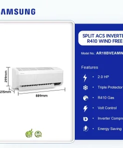 Samsung 2.0HP Wind-Free Inverter Split Air Conditioner (R410) (AR18BVEAMWK/GA) - view 2