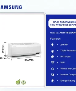 Samsung 2.0HP Wind-Free Inverter Split Air Conditioner (R410) (AR18TSEAAWK/FA) - view 2