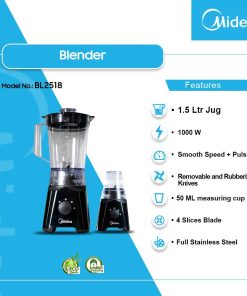 Midea 1.5L Table Blender - Black (BL2518) - view 2