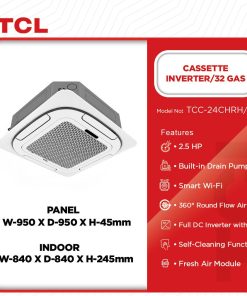 TCL 6HP Inverter Cassette Air Conditioner (R410) - White (TCC-60CHRA/DV7(02)) - view 2