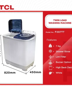 TCL 7kg Twin Tub Washing Machine (F207TT) - view 2