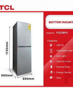 TCL 246L Bottom Mount Refrigerator (F322BFS) | Legacy Luxury Store Ghana