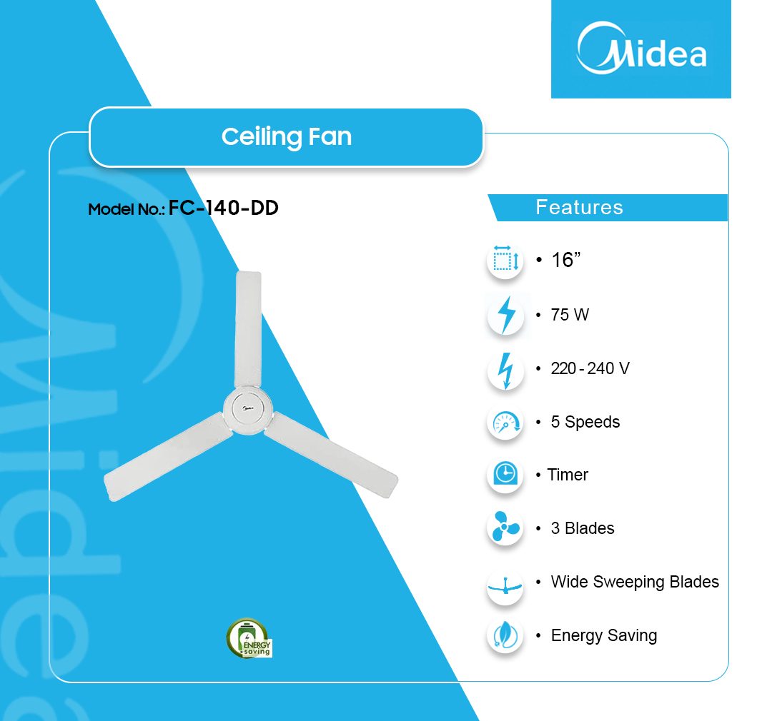 Midea 16" Ceiling Fan (FC140-DD) - view 2