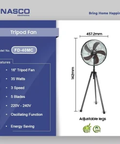 Nasco 16" Tripod Fan (FD-40MC) - view 2