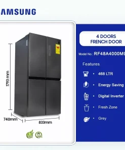 Samsung 468L 4-Door French Door Refrigerator (RF48A4000M9/GH) - view 2