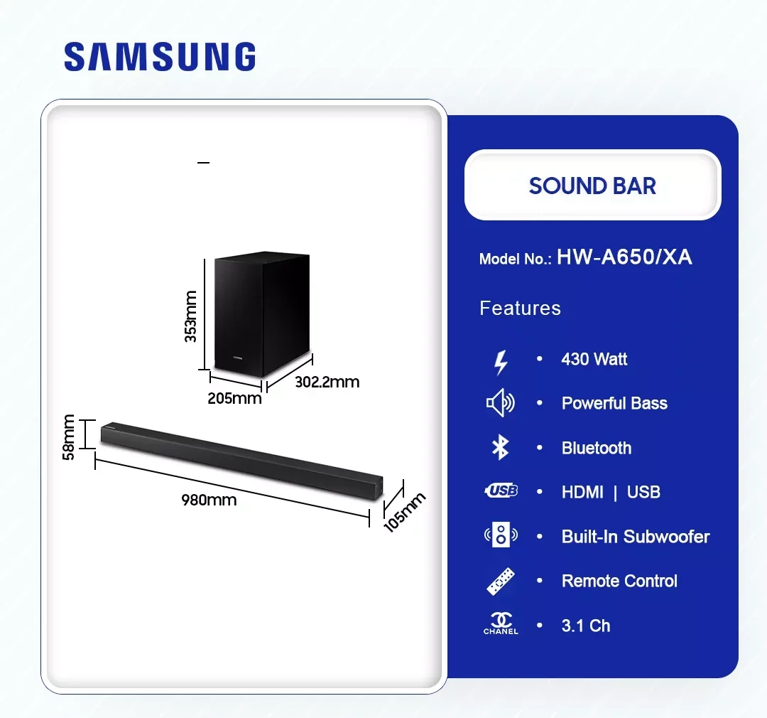 Samsung 430W Soundbar (HW-A650/XA) - view 2