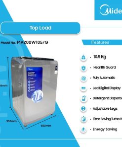 Midea 10.5kg Top Load Washing Machine (MA200W105/G) - view 2
