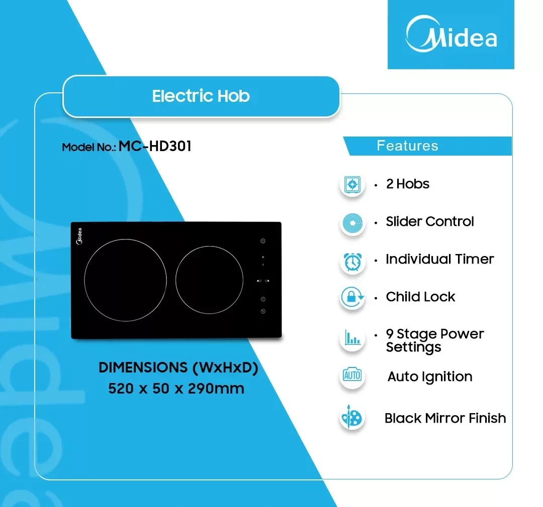 Midea 2-Hob Built-In Electric Hob (MC-HD301) - view 2