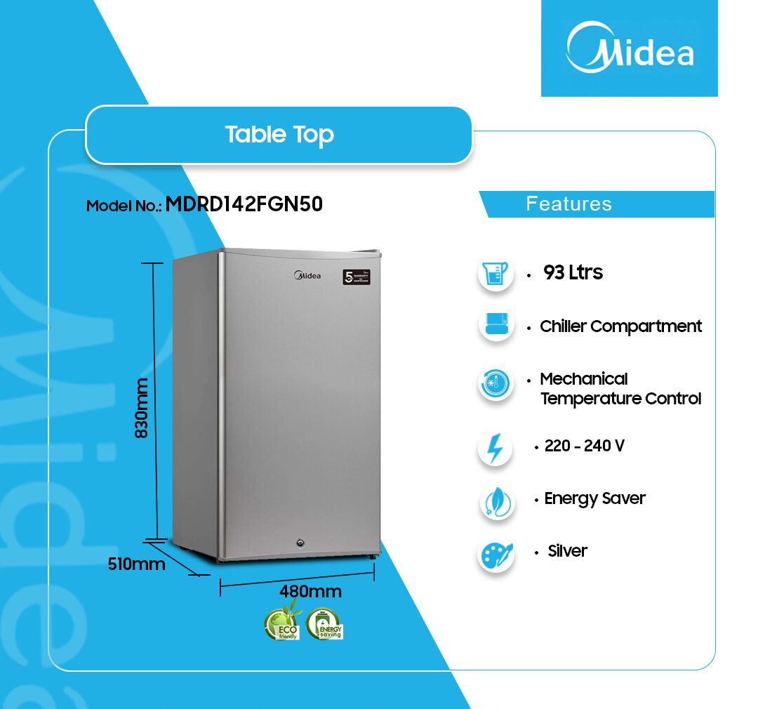 Midea 93L Table Top Refrigerator (HS-121LN-RETRO) - view 2
