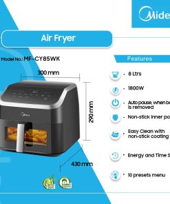 Midea 7L Air Fryer - Black (MF-CY85WK) | Legacy Luxury Store Ghana