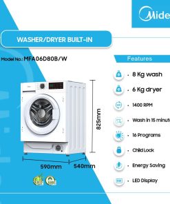 Midea 8kg/ 6kg Built-In Washer Dryer (MFA06D80B/W) - view 2