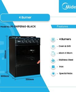 Midea 3 Gas Burner + 1 Hotplate Cooker (20TMS4Q082-B) - view 2