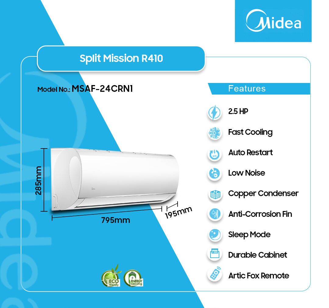 Midea 2.5HP Split Air Conditioner (R410) (MSAF-24CRN1) - view 2
