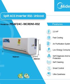 Midea 2.0HP Inverter Unicool Split Air Conditioner (R32) (MSAF24C-18CRDN1-R32) | Legacy Luxury Store Ghana