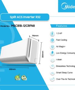 Midea 1.5HP Inverter Breezeless Split Air Conditioner (R32) (MSCB1B-12CRFN8) - view 2