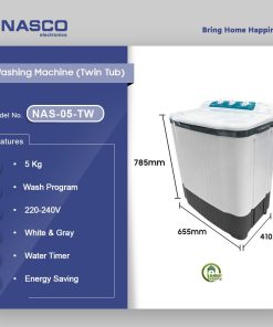 Nasco 5kg Twin Tub Washing Machine (NAS-05-TW) - view 2