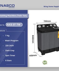 Nasco 7kg Twin Tub Washing Machine (NAS-07-TW) - view 2