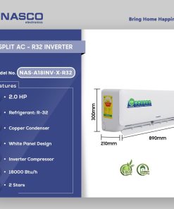 Nasco 18000 BTU Inverter Split Air Conditioner (R32) (NAS-A18INV-X-R32) - view 2