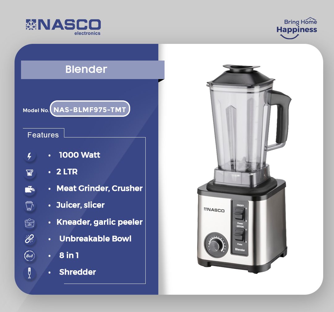 Nasco 1000W 2L 8 IN 1 Blender (NAS-BLMF975-TMT) - view 2
