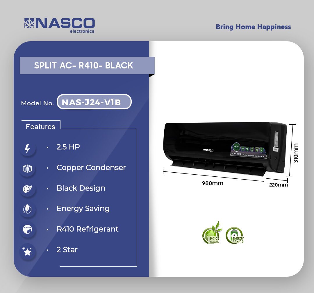 Nasco 24000 BTU Black Split Air Conditioner (R410) (NAS-J24-V1B)