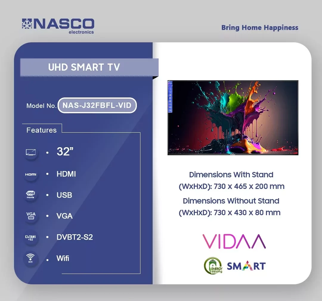 Nasco 32" UHD 4K Smart TV (VIDAA) (NAS-J32FBFL-VID) - view 2