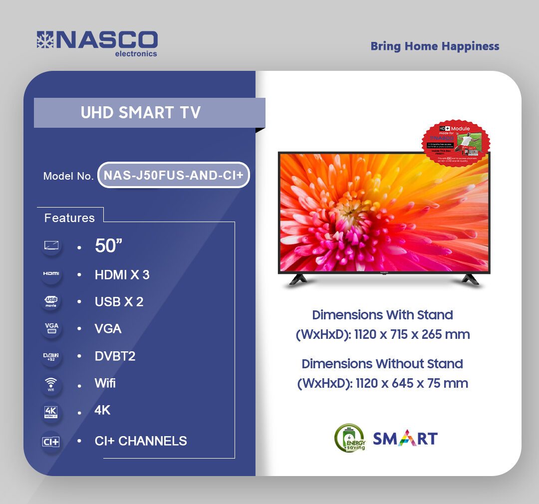 Nasco 50" UHD 4K Smart TV (NAS-J50FUS-AND-CI+) - view 2