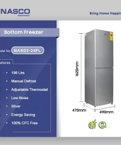 Nasco 196L Bottom Freezer Refrigerator (NASD2-24FL) - view 2