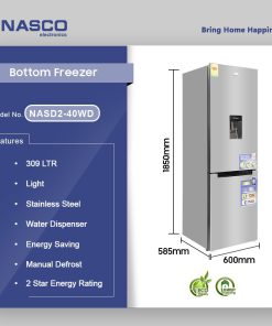 Nasco 307L Bottom Freezer Refrigerator (NASD2-40WD) - view 2