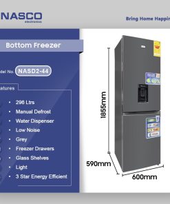 Nasco 287L Bottom Freezer Refrigerator (NASD2-44) - view 2