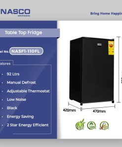Nasco 92L Table Top Refrigerator (NASF1-110FL-B) - view 2