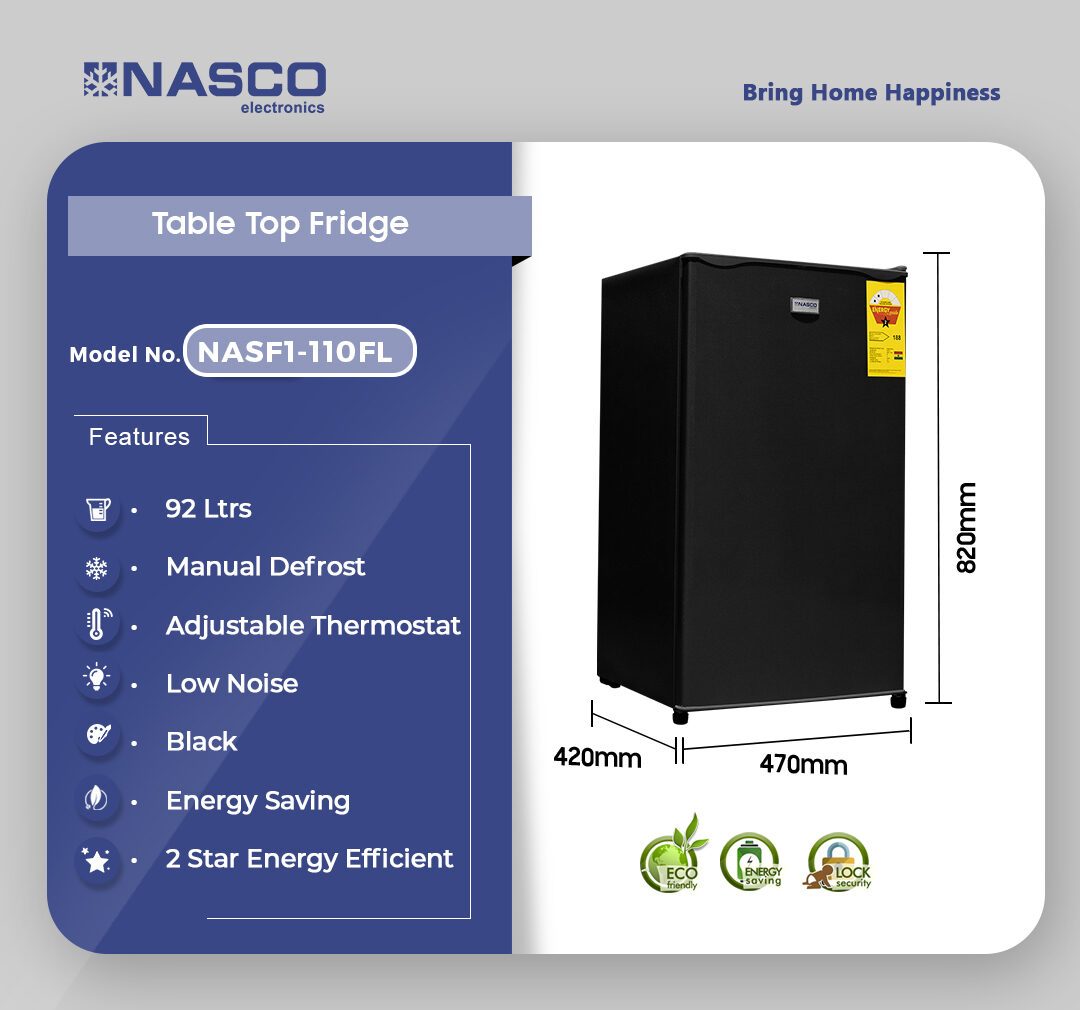 Nasco 92L Table Top Refrigerator (NASF1-110FL-B) - view 2