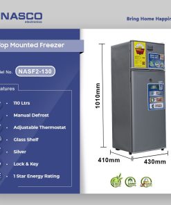 Nasco 110L Top Freezer Refrigerator (NASF2-130) - view 2