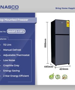 Nasco 112L Top Freezer Refrigerator (NASF2-13FL) - view 2