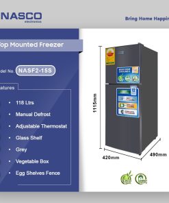 Nasco 118L Top Mount Refrigerator (NASF2-15S) - view 2