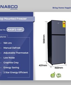 Nasco 158L Top Freezer Refrigerator (NASF2-18FL) - view 2