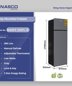 Nasco 280L Top Mount Refrigerator (NASF2-320FL-B) - view 2