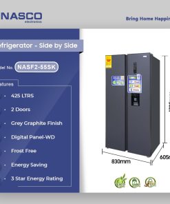 Nasco 425L Side by Side Refrigerator (NASF2-55S-SK) - view 2