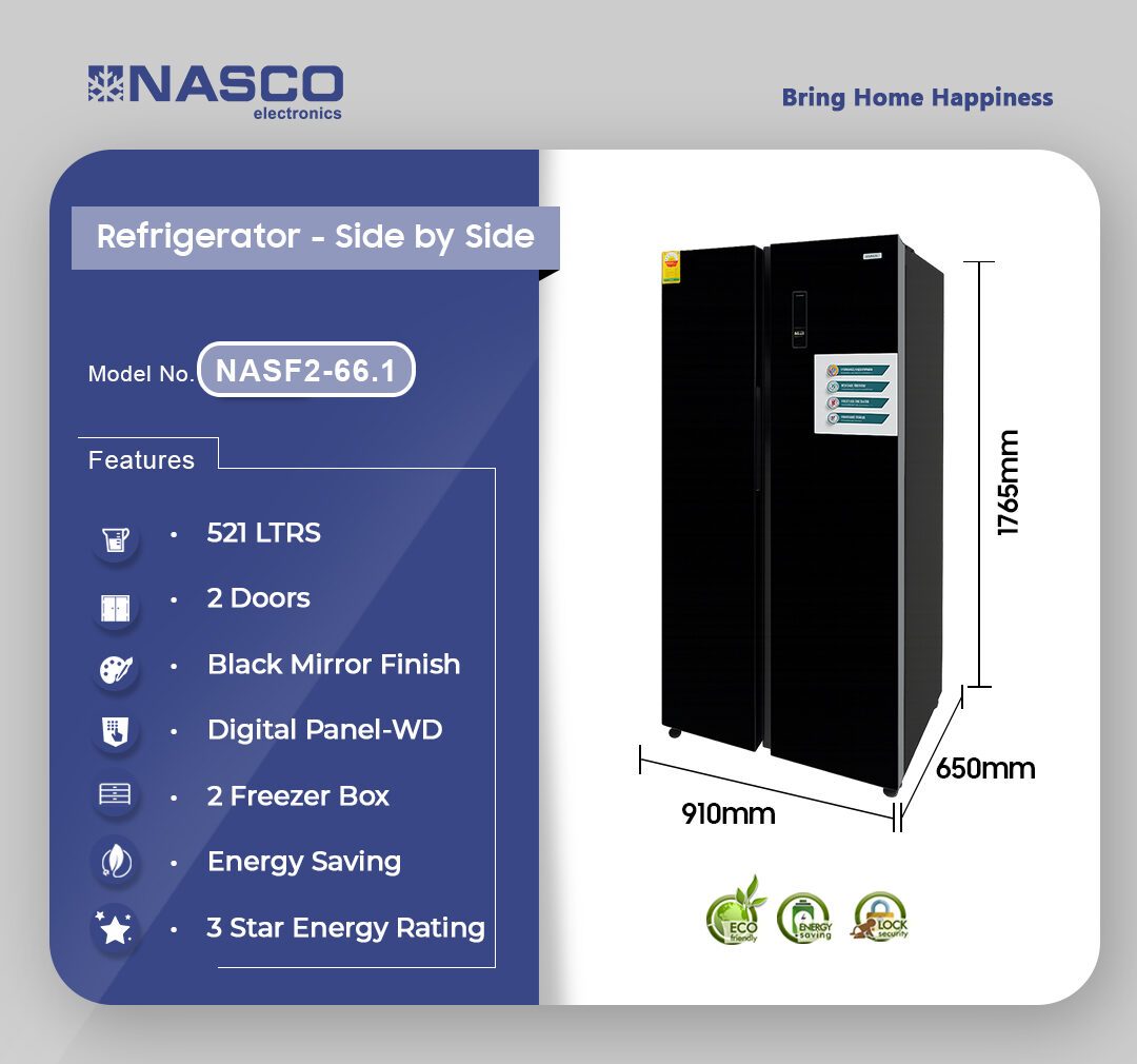 Nasco 529L Side by Side Refrigerator (NASF2-66.1) - view 2