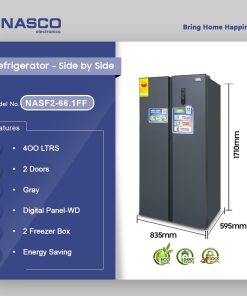 Nasco 400L Side by Side Refrigerator (NASF2-66.1FF) - view 2
