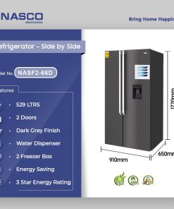 Nasco 521L Side by Side Refrigerator (NASF2-66D) - view 2