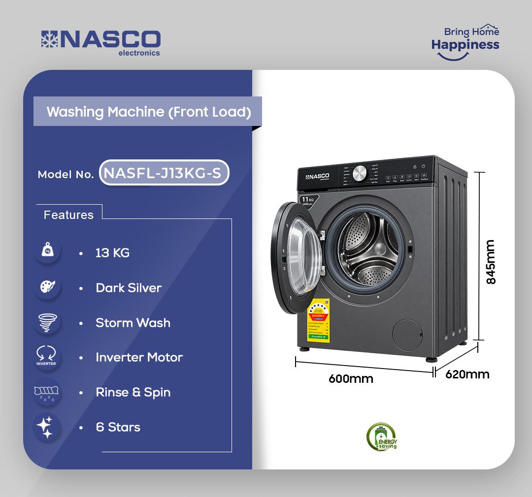 Nasco 13kg Front Load Washing Machine (NASFL-J13KG-S) - view 2